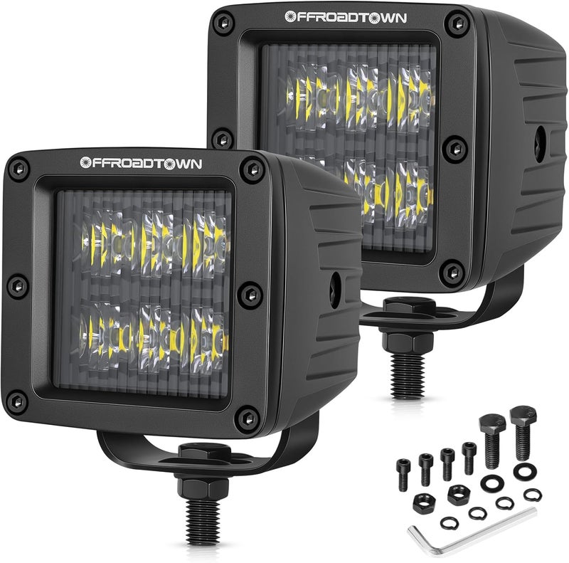 OFFROADTOWN LED Cubes, 3inch 120W CREE LED Pods Driving Lights Cubes Ditch Light Off Road Lights Reverse Light for Truck Pickup UTV ATV SUV Boat 4x4 Car - Driving Flood - Image 1